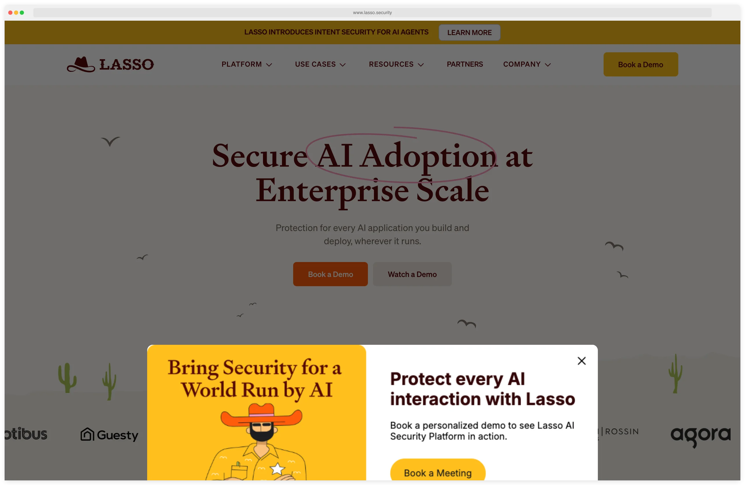 Lasso Security dashboard showing GenAI security with shadow AI discovery and LLM observability