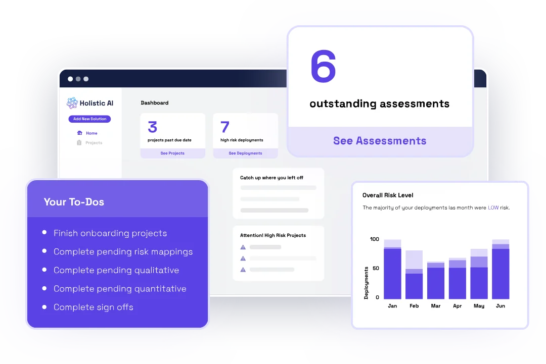 Holistic AI hero page showing AI governance and EU AI Act compliance workflows