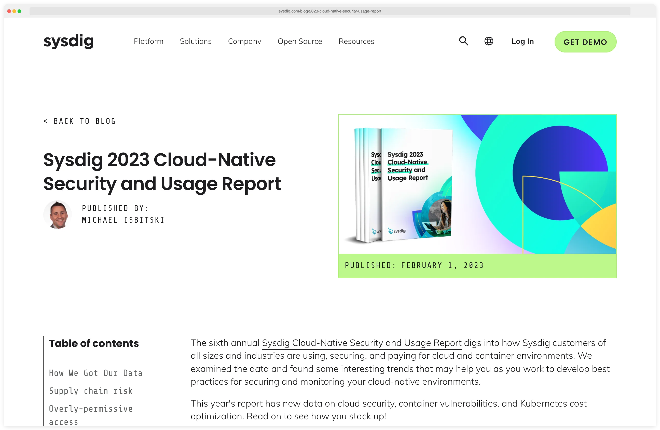 Sysdig 2023 Cloud-Native Security and Usage Report showing 87% of container images contain high or critical vulnerabilities