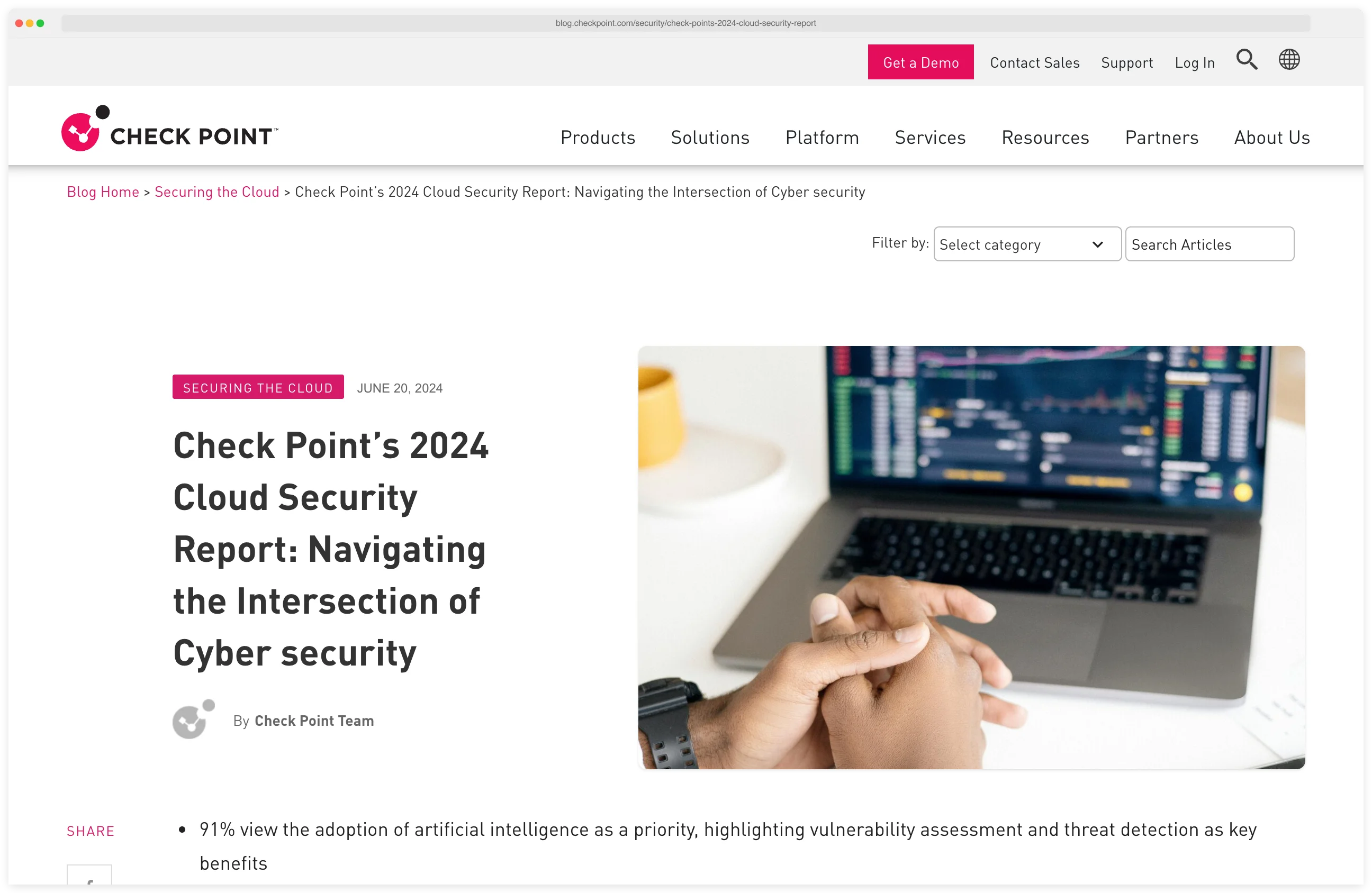 Check Point 2024 Cloud Security Report showing misconfigurations as a top cause of cloud security incidents