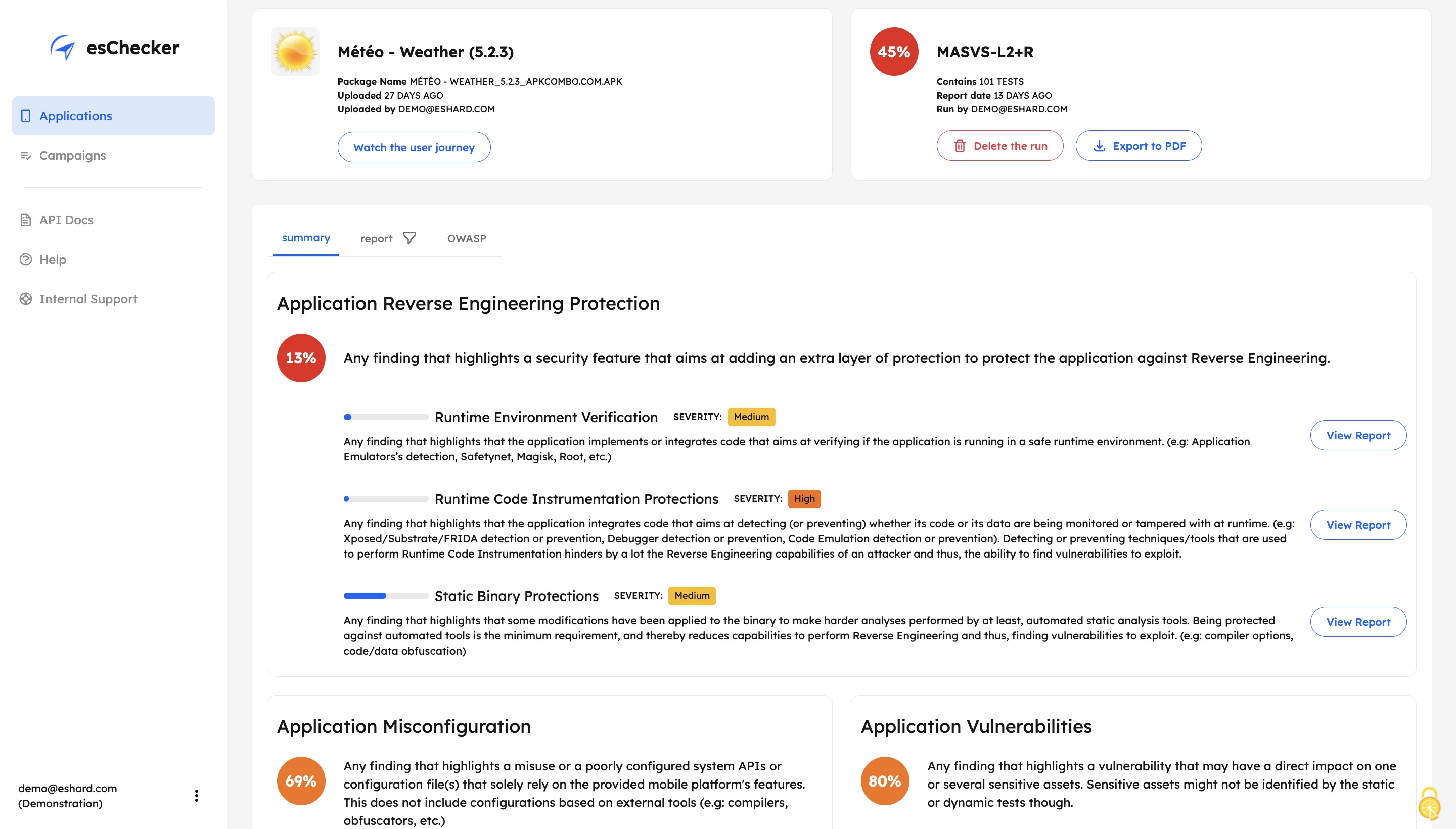 esChecker testing workflow diagram showing mobile app uploads flowing through a real-device cloud farm