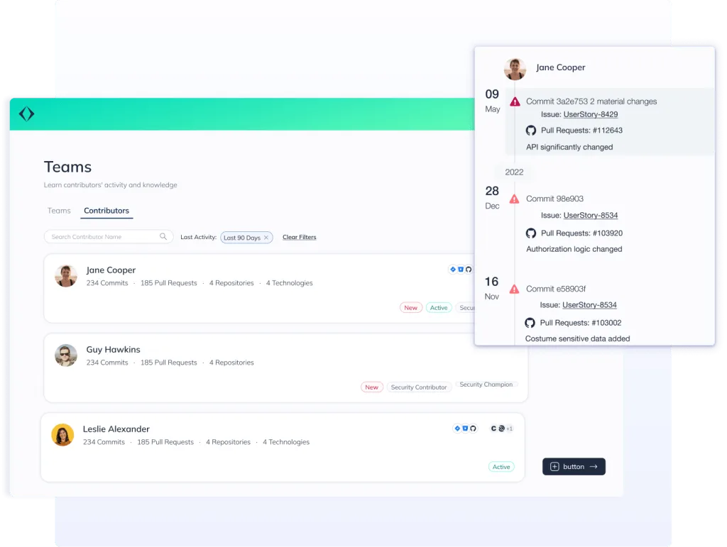 Apiiro material change detection analyzing developer behavior and code risk
