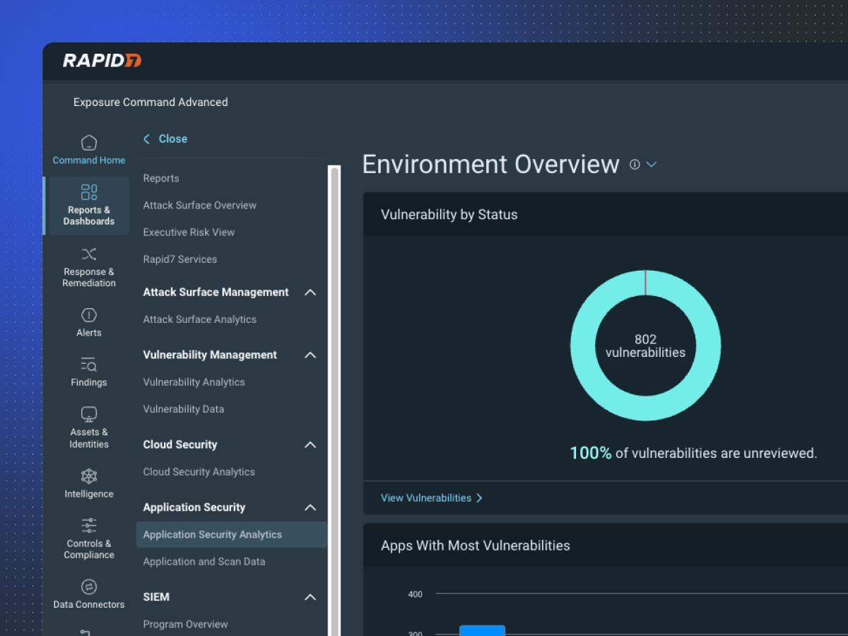 InsightAppSec scan configuration and vulnerability findings dashboard