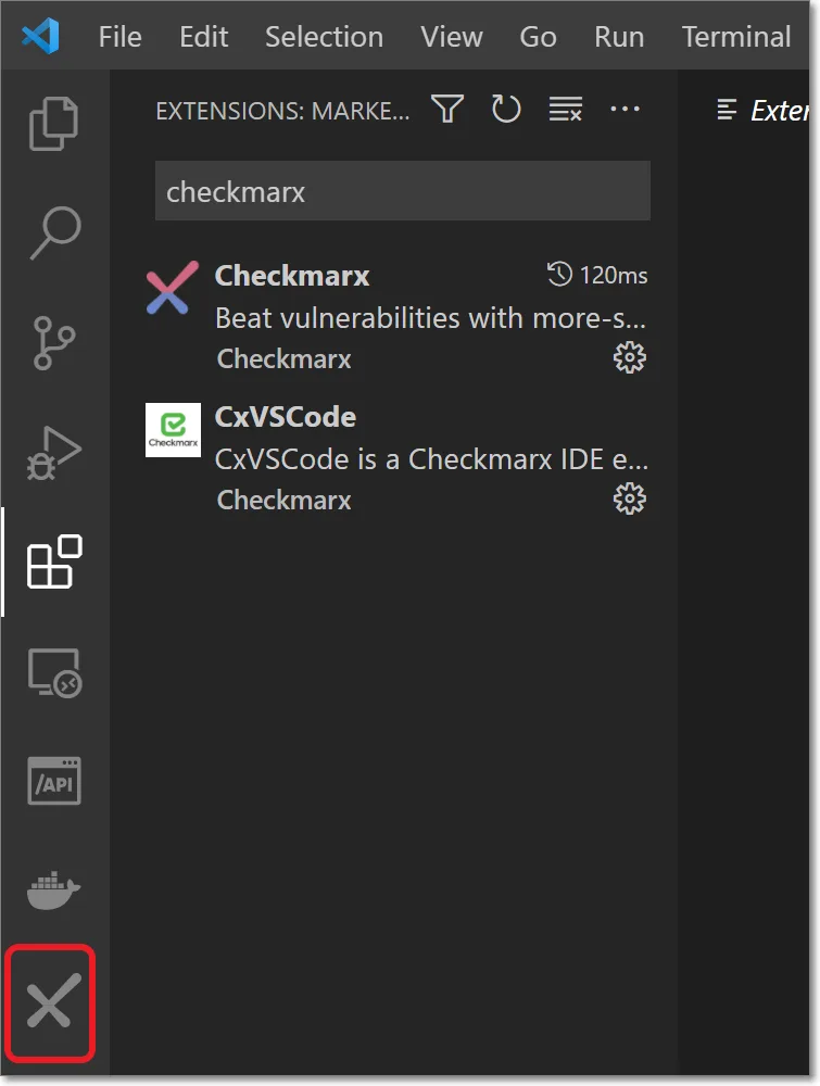 KICS Checkmarx extension in VS Code marketplace for real-time IaC scanning