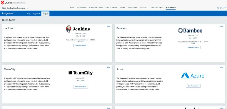 Qualys WAS remediation workflow showing vulnerability prioritization and fix tracking