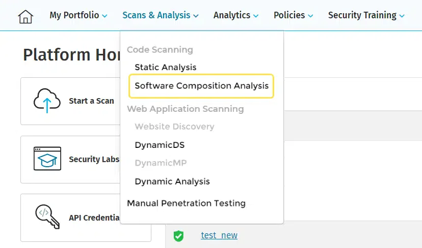 Veracode SCA Scan Result